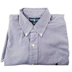 Ralph Lauren Yarmouth Purple Gingham Mens Shirt 16 32/33 Long Sleeve JH1791